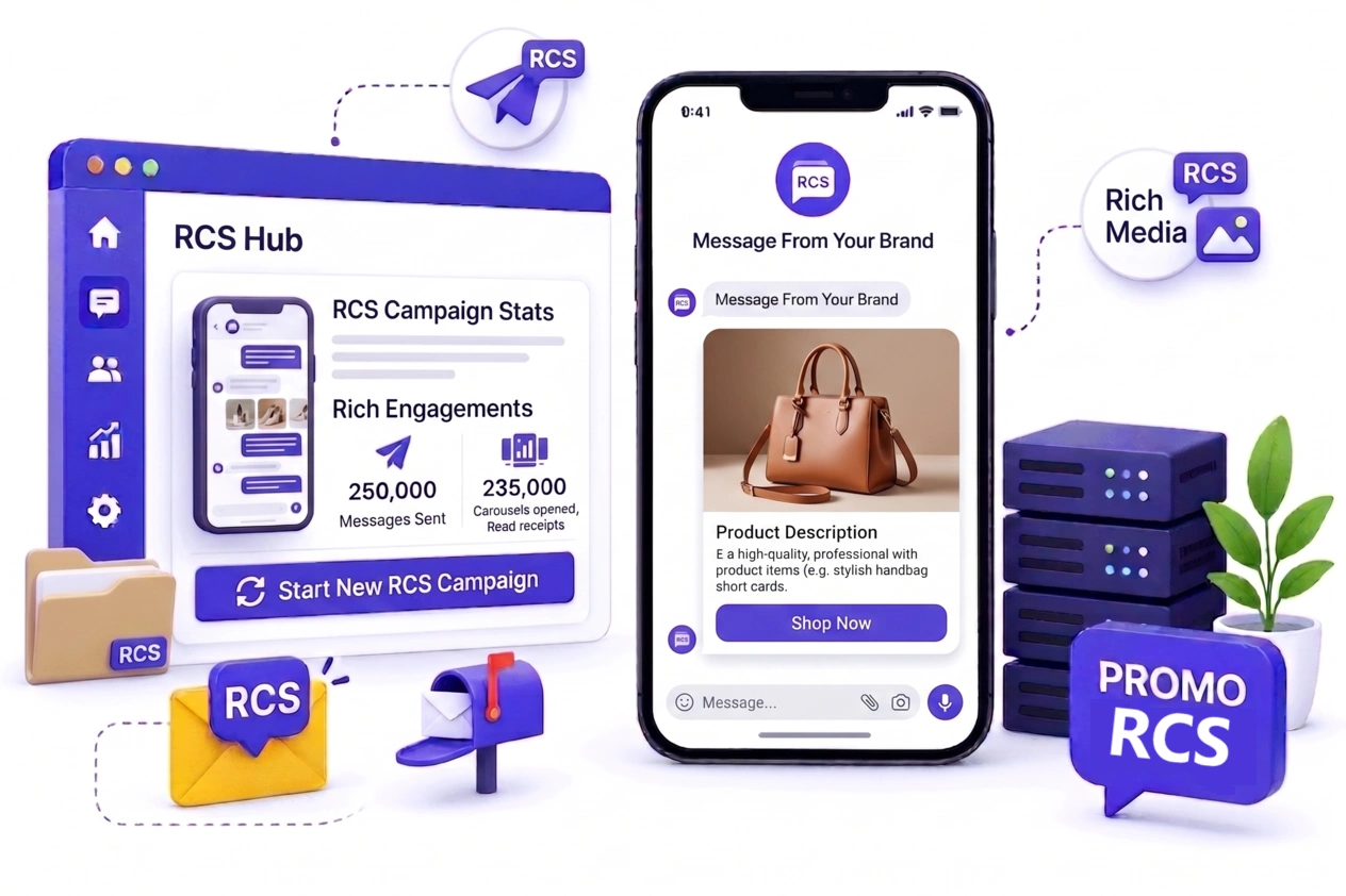 DV Connect Rich RCS branded messaging with images, carousels and buttons