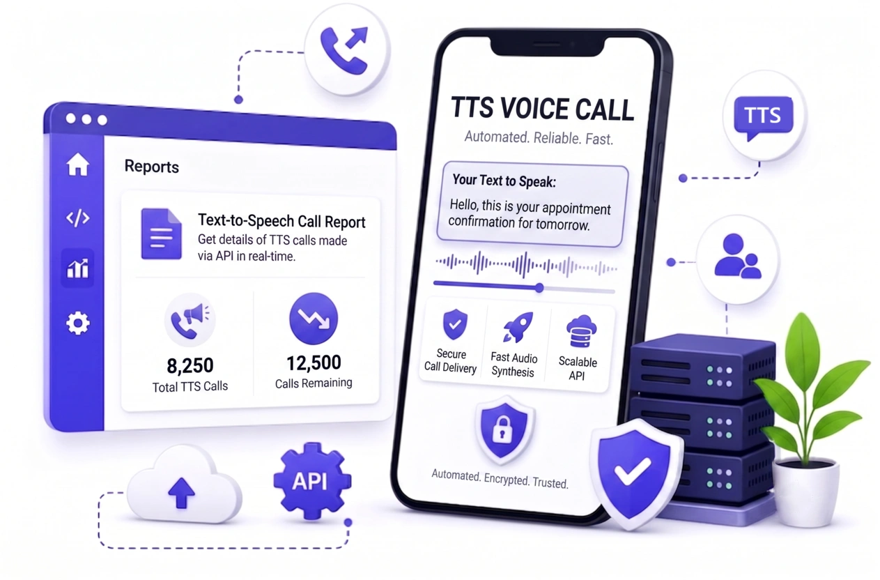 DV Connect text to speech voice calls generated from an approved template