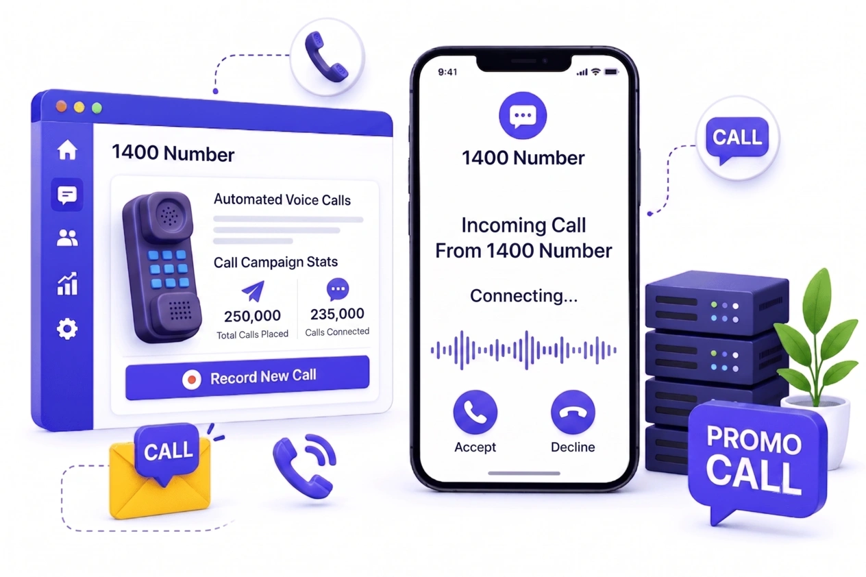 DV Connect bulk voice call campaigns dialled from a 1400 series number